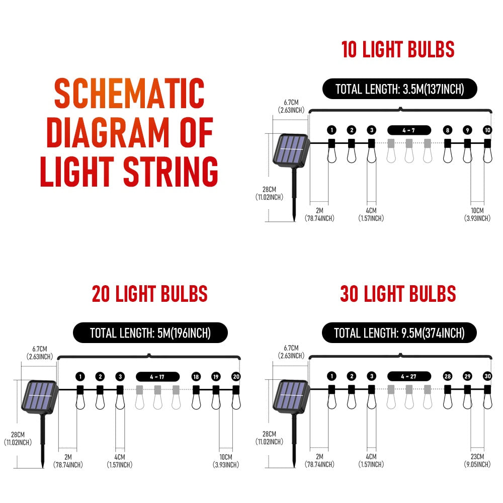 Luzes solares LED de Natal